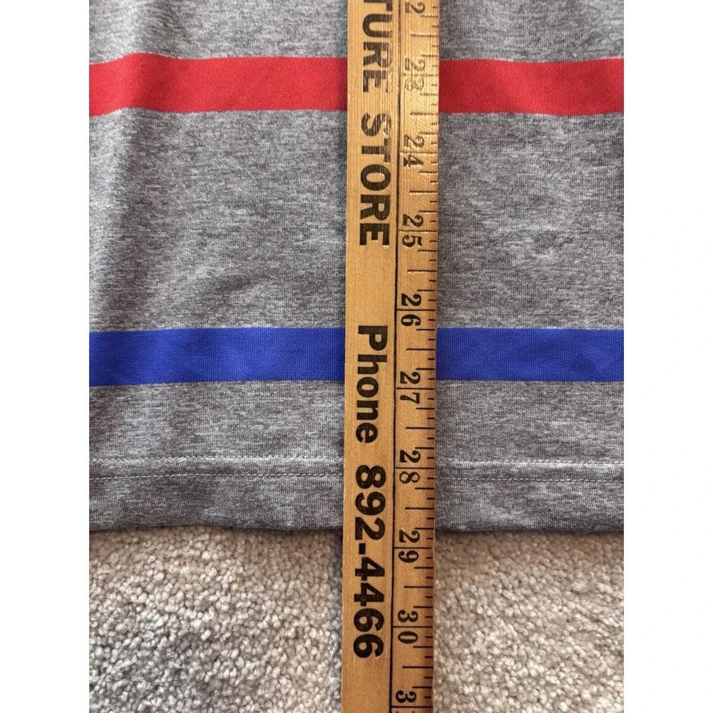 John Duke Paris Polo Shirt Men *Large Gray Striped Penny Farthing Embroider Logo
